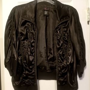 Satin Black Light Zip Bomber Jacket
